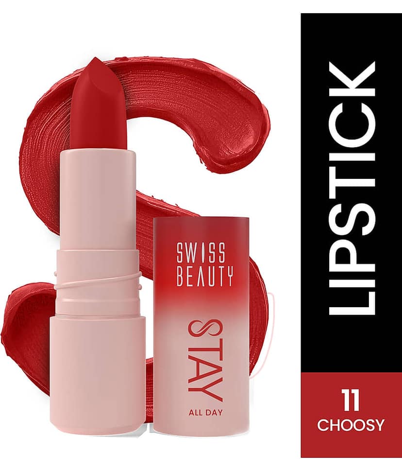 Swiss Beauty Stay All Day Lipstick , 12H Stay , Transfer-Proof , Matte Finish , 4g , Fancy