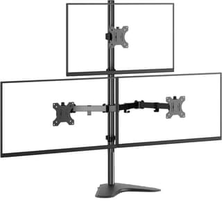 Triple Monitor LED Stand (1x3) Height Adjustable Desk Mount, Free-Standing Arm for 3 Monitors