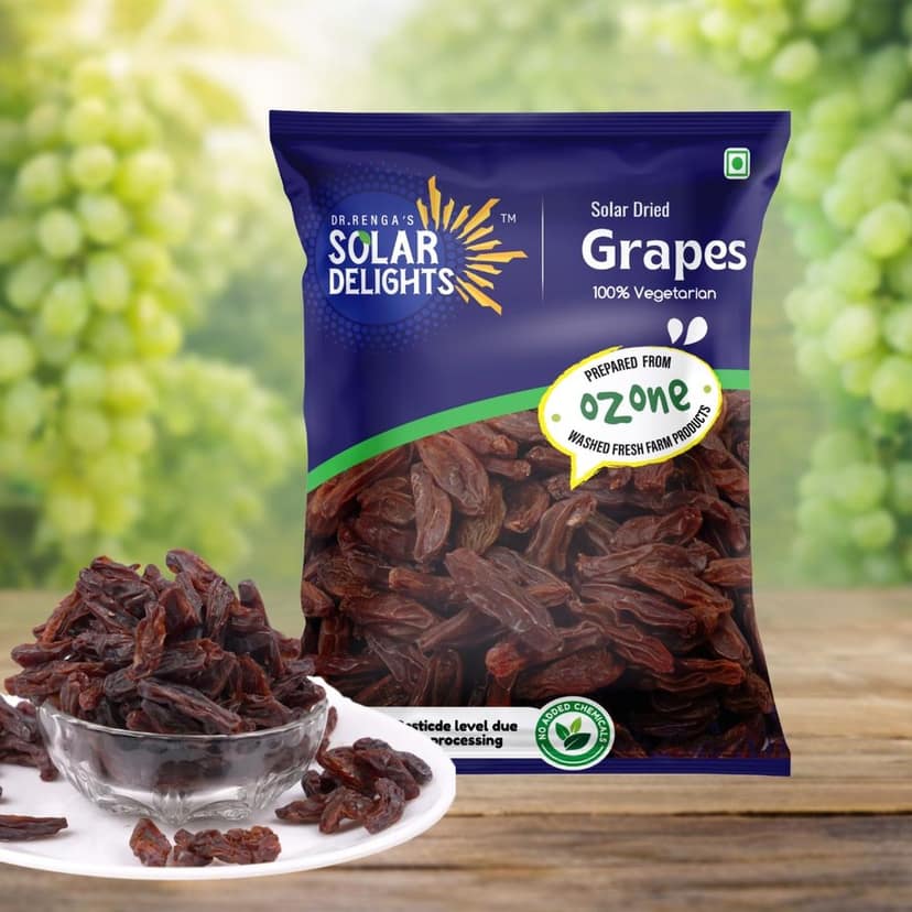 DR. RENGA'S SOLAR DELIGHTS Brown Raisins Seedless | Solar Dried Grapes Without Sugar | Thomson Seedless Grapes Dry | Natural Dry Fruit | 200g