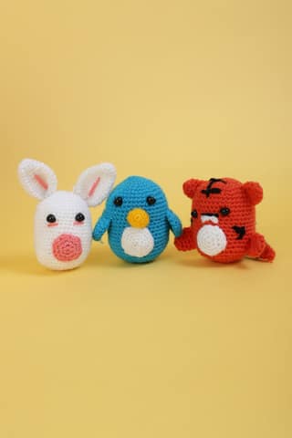 The Original Knit Beginner's Crochet Kit (Set of 3) - Blue, White & Rabbit