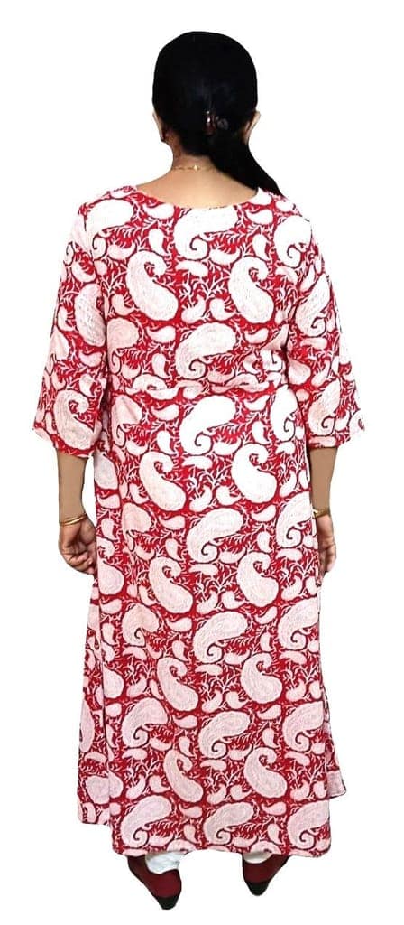 Women's Cotton Screen-Printed A-line Kurta | Hand Embroidered | A-line Long Kurti | Size L | view 2