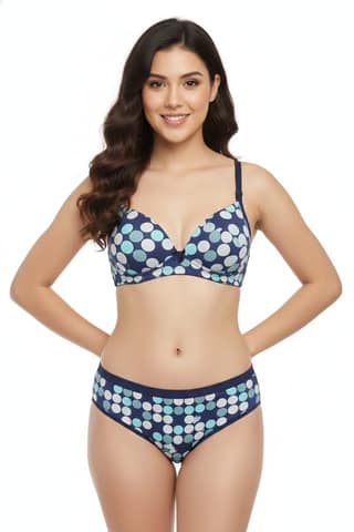 Luv Mystery Women’s Deep Cut Plunge Bra & Panty Set | Lightly Padded Polka Dot Lingerie Set | Adjustable Straps Sexy Bikini Set for Women