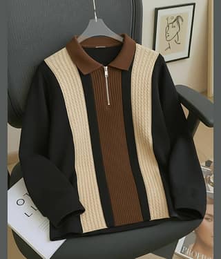 ENITOR Men Cotton Blend Regular Fit Striped Polo T Shirt ( Brown )