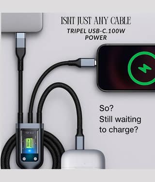 1.5m Data Cables 3_in1 100W Fast Charging - Black