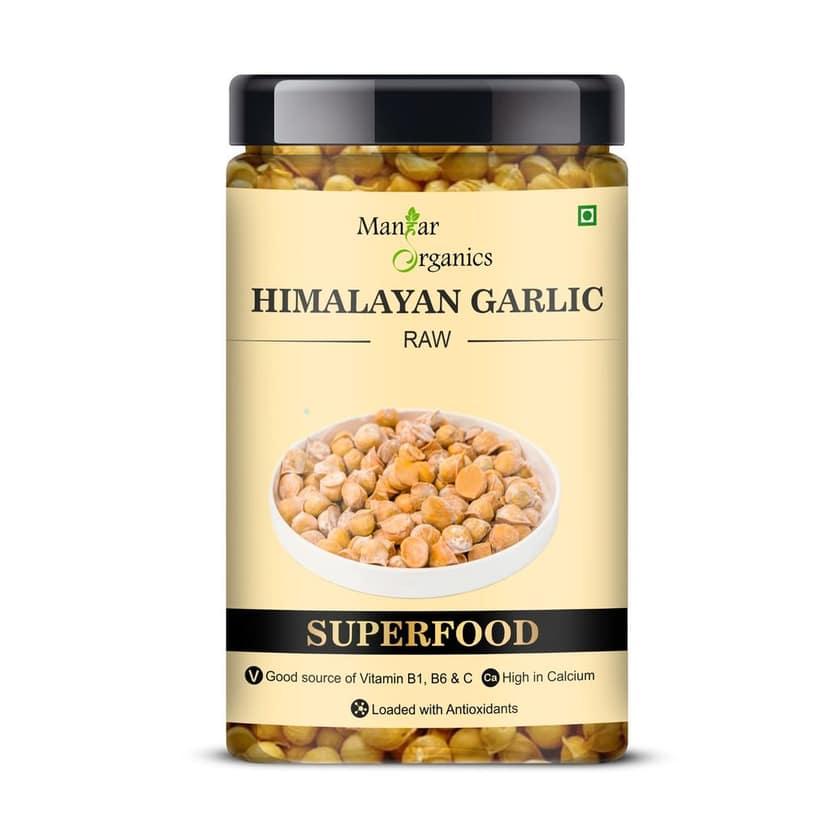 ManHar Organics Himalayan Garlic 400gm jar - Kashmiri Lehsun/Himalayan Single Clove Garlic or Snow Mountain Garlic for strong Immunity & Diabetes
