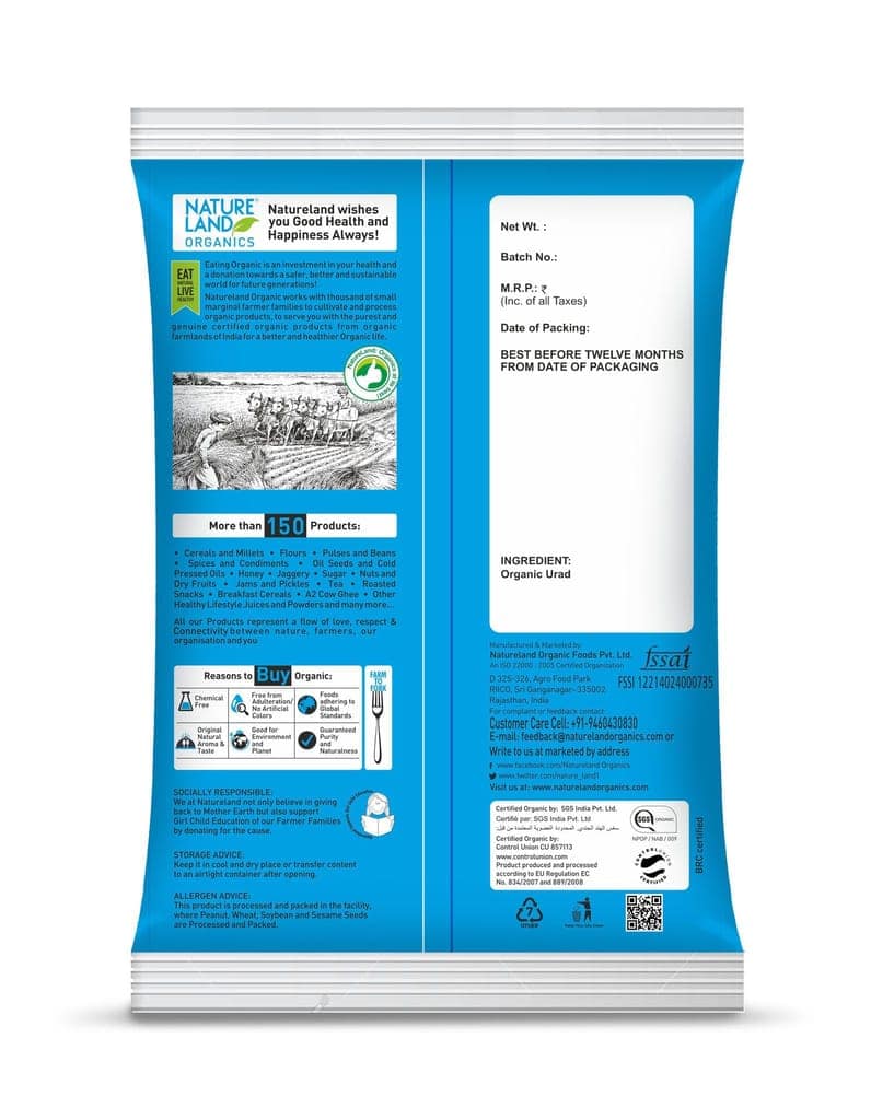Natureland Organics Urad Split Dal 1 kg view 2