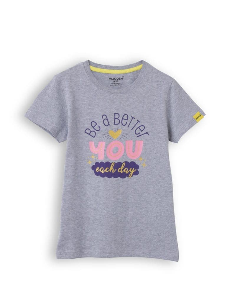 Girls T shirt Cotton Grey Heather Melange Be a Better view 2
