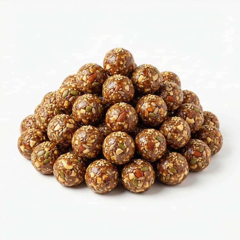 Wholesome Heaven - Seed-Pops: Homemade & Sugar Free Date Nut Bites � Seed Cycling Support with Premium Roasted Pumpkin, Flax & Sunflower Seeds � FSSAI Certified, Preservative Free & High Protein,Iron and Omega 3