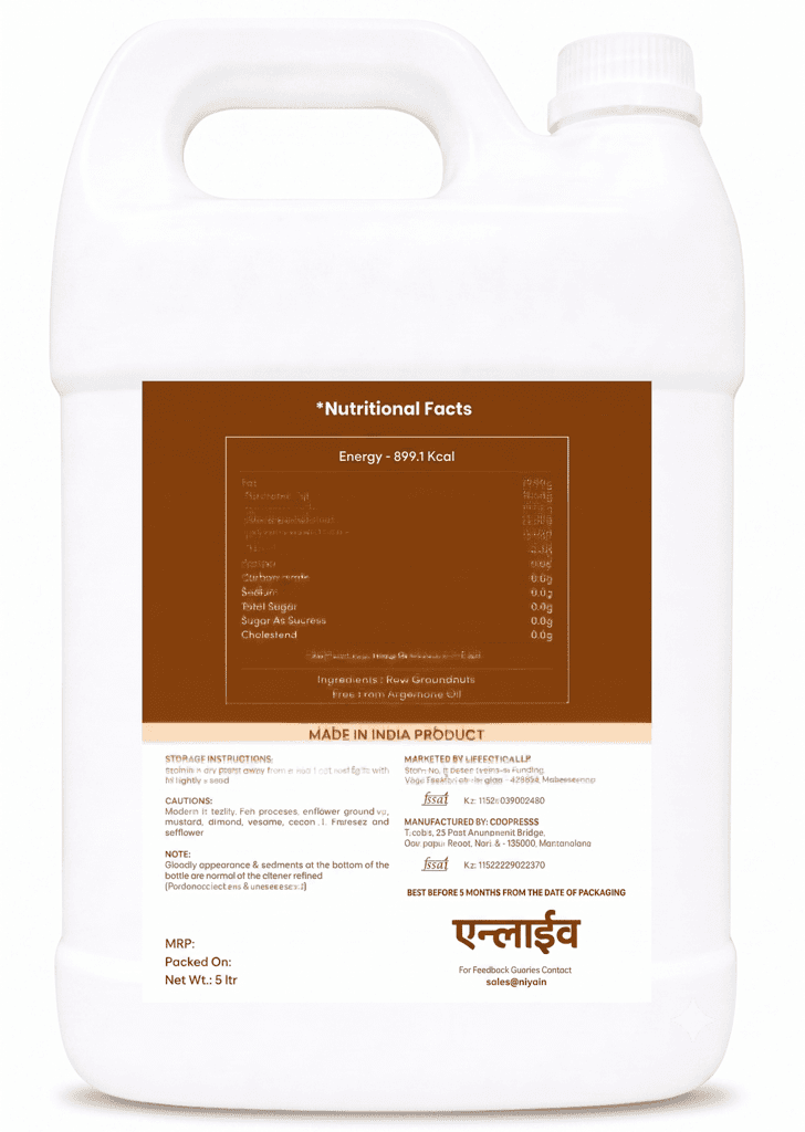 Wood Pressed Groundnut Oil (5L) view 2
