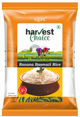 Harvest Choice Rozana Basmati Rice – 5kg | Everyday Long-Grain Basmati | Aromatic & Fluffy | Non-Sticky & Hygienically Packed
