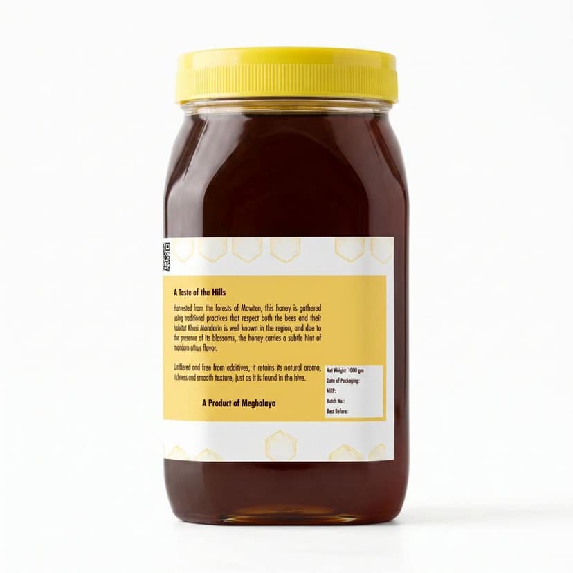 Iateilang Mawten Mandarin Hills Honey - 1 kg - One glass jar view 2