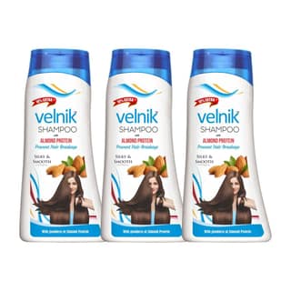 Velnik Natural Shine Hair Shampoo with Goodness of Almond Prevent Hair Breakage For Silky Smoothing and Dry Hair - pack of 3 (88ml)