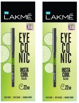 LAKM Eyeconic Insta Cool Kajal, Matte Finish Pencil (Pack Of 2) (0.35G X 2) (Black, 0.7G), Multi LAKM Eyeconic Insta Cool Kajal, Matte Finish Pencil (Pack Of 2) (0.35G X 2) (Black, 0.7G), Multi - Multicolor / 0.35 g (Pack of 2)