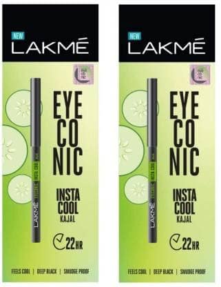 LAKM Eyeconic Insta Cool Kajal, Matte Finish Pencil (Pack Of 2) (0.35G X 2) (Black, 0.7G), Multi LAKM Eyeconic Insta Cool Kajal, Matte Finish Pencil (Pack Of 2) (0.35G X 2) (Black, 0.7G), Multi - Multicolor / 0.35 g (Pack of 2)