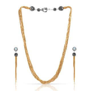 Artificial Gold Chain Pendant with Earrings