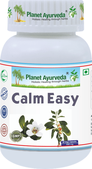 Planet Ayurveda Calm Easy - 60 Vegetarian Capsules - 500 mg - Planet Ayurveda