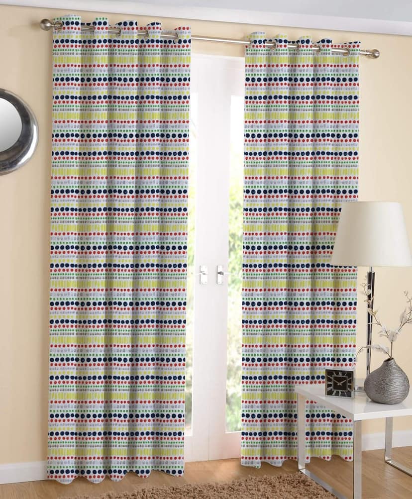 AIRWILL Multicolor Printed Pattern Cotton Window Curtains 4x5ft Pack of 2 Pieces