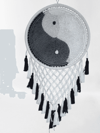 Handmade black & White Dream Catcher Wall Hanging