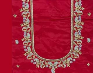 JANUS BOTIQUE & MATCHING CENTER - Red and gold zari and beads embroidery work blouse