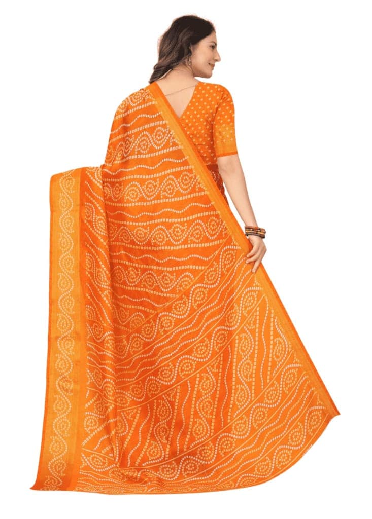 ATTIRIS Women's Cotton Silk Printed Saree with Blouse Piece (0.8m) view 2
