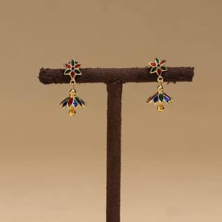 Multicolor - Handcrafted Paka Meenakari Earrings 124