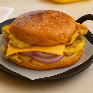 Bun masala omlette with cheese