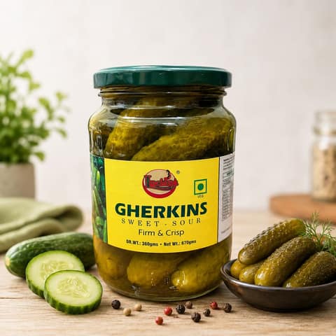 Luciana Gherkins Sweet-Sour 670g | Premium Pickled Cucumbers | Firm & Crisp Gherkins | Ready-to-Eat Pickles for Salads, Burgers, Sandwiches & Snacks view 2