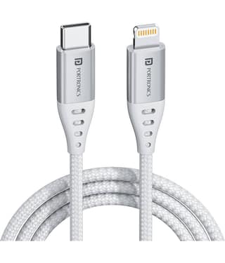 Portronics White 3A Lightning Cable 1 Meter