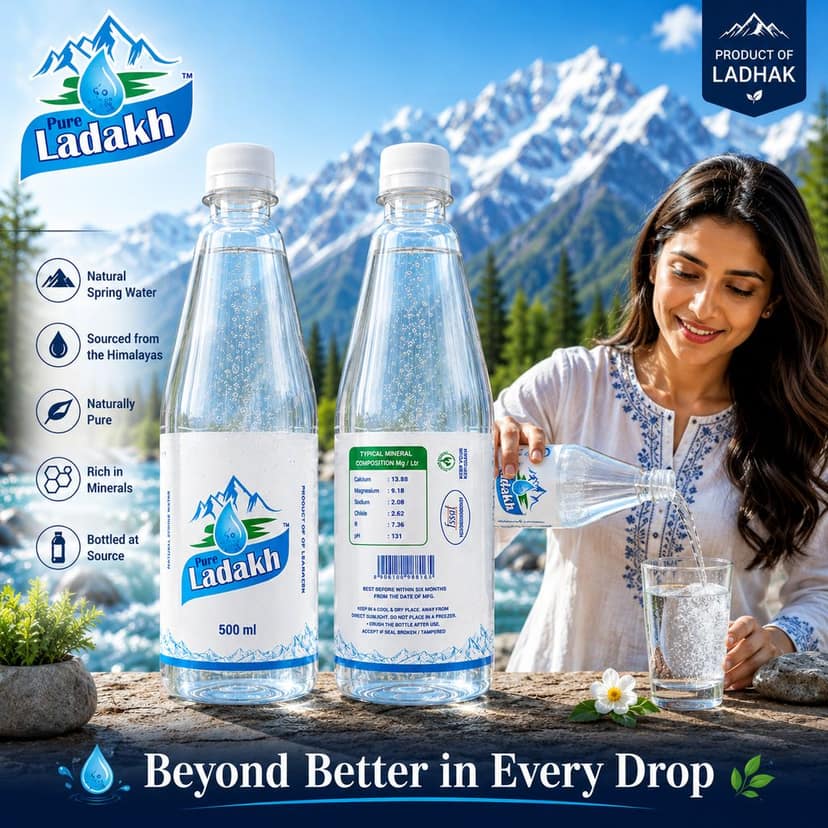 Pure Ladakh Natural Spring Water 500 ml (Pack of 6) | Himalayan Mineral Water | Naturally Pure & Refreshing | Bottled at Source view 2