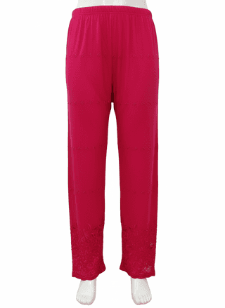 99ladies Store Red Chicken Embroidered Plazo for Women