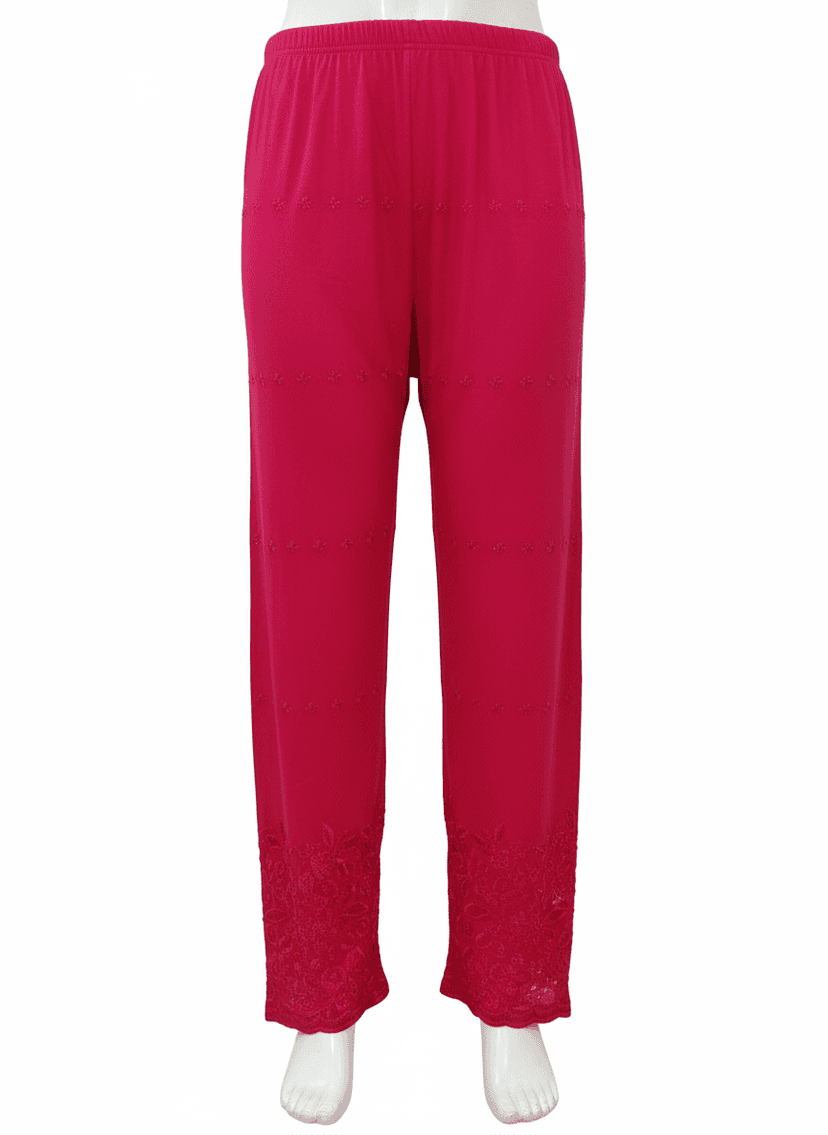 99ladies Store Red Chicken Embroidered Plazo for Women
