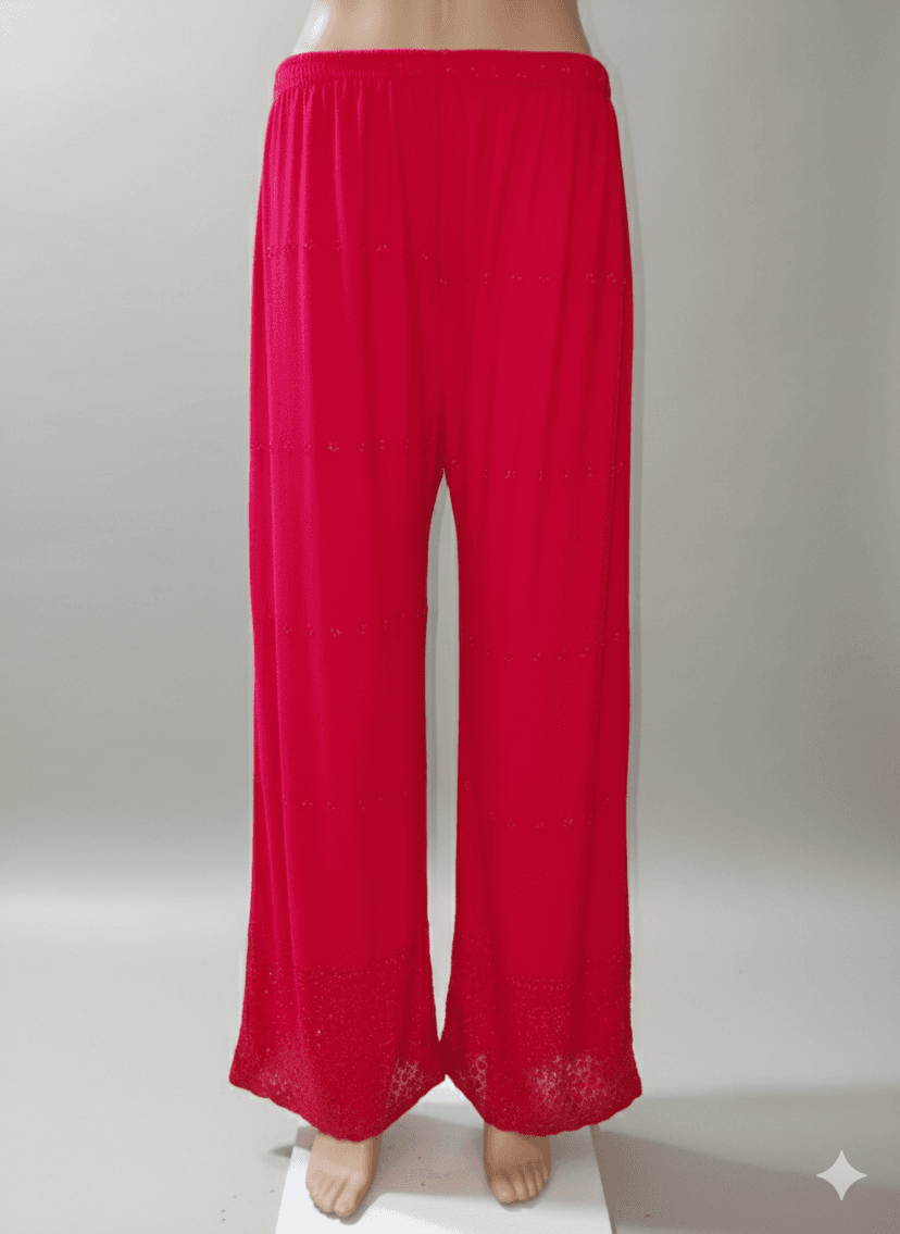 99ladies Store Red Chicken Embroidered Plazo for Women view 2