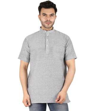 Latest Chikan - Peach Cotton Men's Shirt Style Kurta ( Pack of 1 )