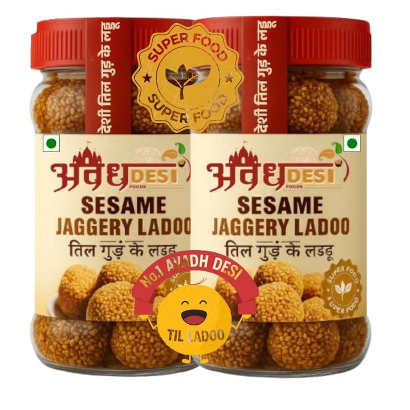 AVADH DESI FOODS - Village Style Til Ladoo | Pure Sesame & Jaggery - Winter Sweet Makarshankranti Special | Natural & Preservative Free | White Till