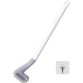Golf Shape Silicone Toilet Brush with Self-Adhesive Wall Hook Anti-drip Non-Slip Long Handle Quick Easy Cleaning 1 Pc