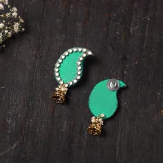 Green - Saanvi Stone Work Fabart Earrings