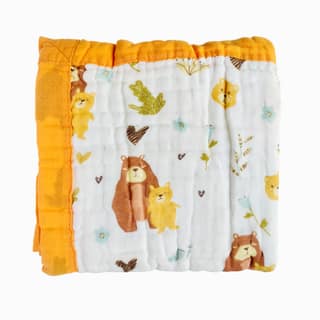 6-Layer Muslin Cotton Baby AC Blanket — Ultra-Soft, Breathable & Lightweight Blanket for Newborn to 6 Years, Stroller Cover & Crib Sheet (White and Golden Yellow)