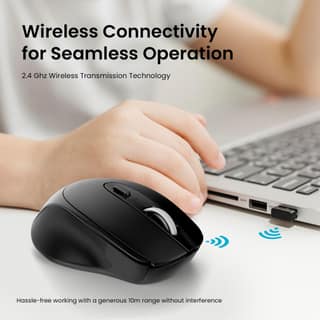 Portronics Toad 31 Wireless Mouse with 2.4 GHz Connectivity, USB Receiver, 10m Working Distance, Ergonomic Design, Auto Power Saving, Adjustable DPI for Laptop & PC (Black)