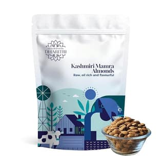 VASUNDHARA DHARITRI Kashmiri Mamra Almonds 250gms, Kashmir’s Pride Pure Raw & Unpolished Mamra Badam, High in Protein & Fibers, Boosts Immunity & Weight Loss, No Preservatives, Gluten-Free Sn