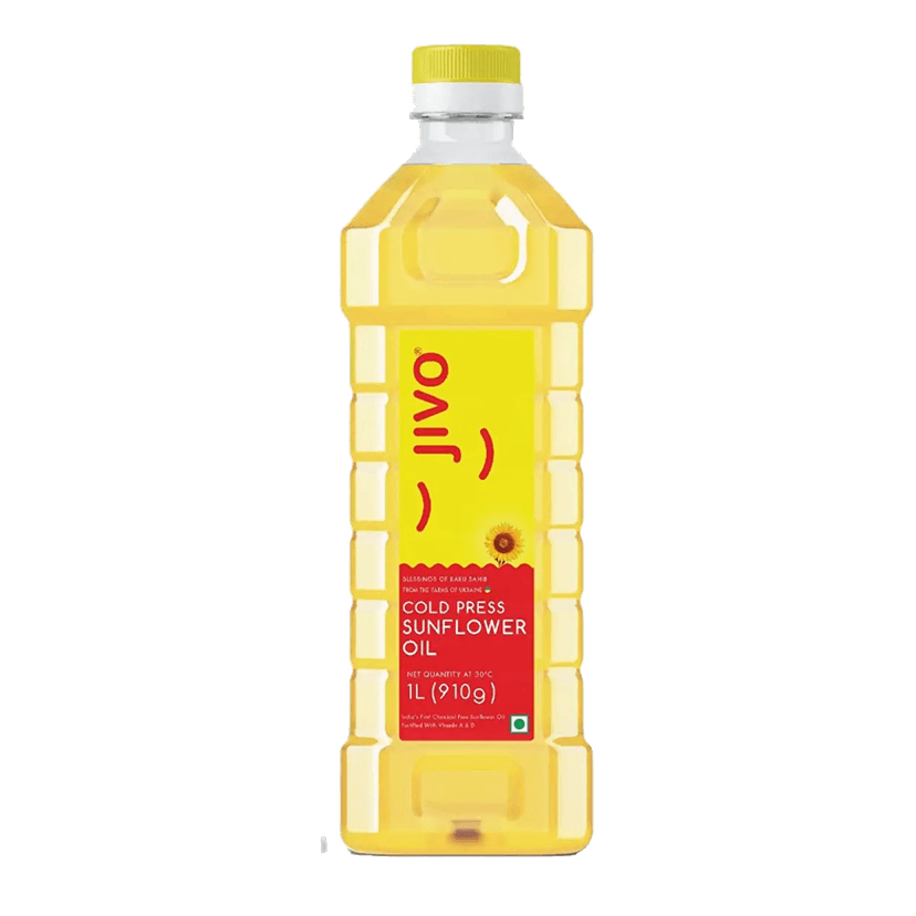Jivo Cold Pressed Sunflower Oil 1 Litre |For Roasting, Frying, Baking All type of Cuisines|