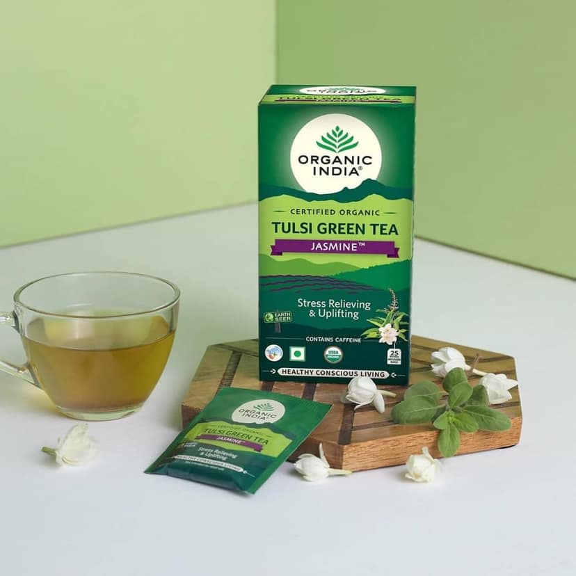 Organic India Tulsi Green Tea, Jasmine, 25 Tea Bags view 2