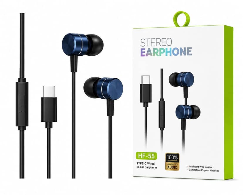 USB Type-C Wired Earphones | Hi-Res Stereo Sound | Deep Bass In-Ear Headphones for Android Smartphones, Tablets & Laptops (Multi Colour) view 2