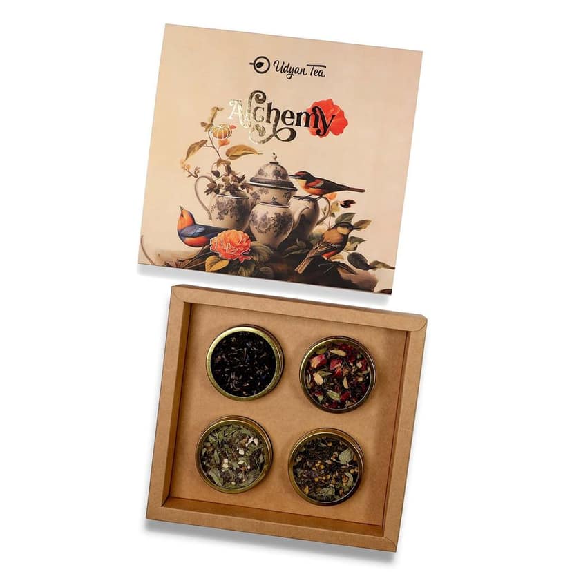 Udyan Tea ALCHEMY Gift Box - Artful & Magical Collection of Four Loose Leaf Teas in See-Through Canisters - Premium Gift for Tea Lovers view 2