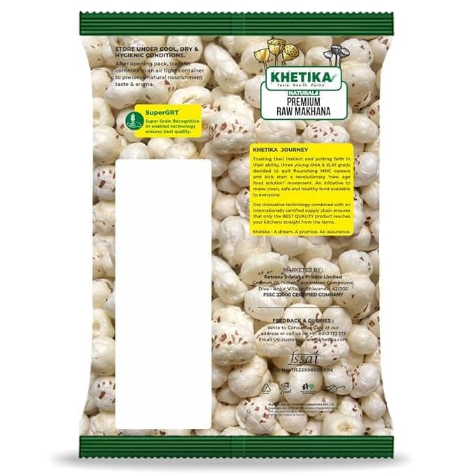 Khetika Premium Makhana 250g | Fit for Fasting, Dry Fruits in Fresh, Raw Foxnut, Premium Lotus Seeds, Rich in Calcium, Natural & Crunchy, Direct from Farm, Pesticide Free view 2