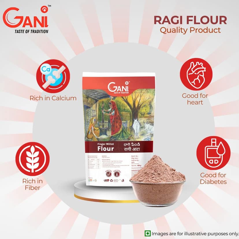 Gani Ragi Flour - 450g I Finger Millet Flour Gluten-Free, Rich in Fiber (pack of 2) view 2
