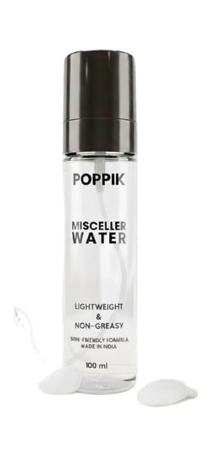POPPIK Micellar Water, 100ml, Vegan Makeup Remover, Fragrance-Free, Non-Greasy Formula.