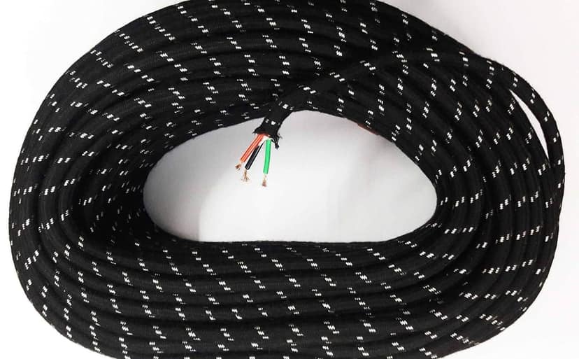 Tia Cotton Wrapped Heavy 3 Core Wire- 40/60- Black Colour-5 Meters