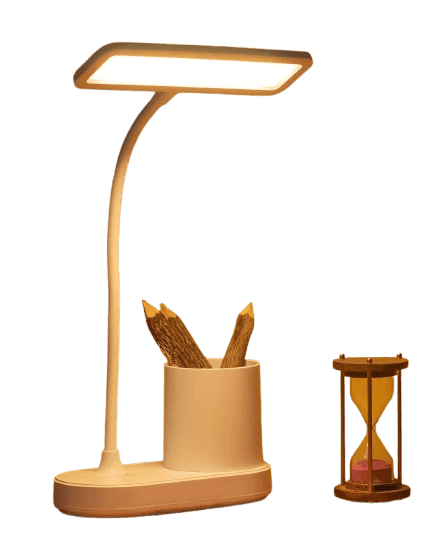 3 Colour Mode Rechargeable LED Study/Table/Desk Lamp for study | with Pen Holder | 6 Month Warranty,Plastic, White view 2