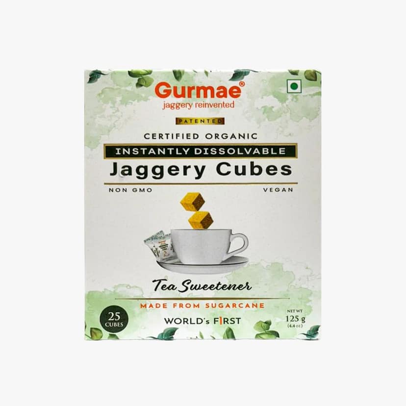 Gurmae Certified Organic Instantly Dissolvable Organic Jaggery Cubes - Tea Sweetener (125g)