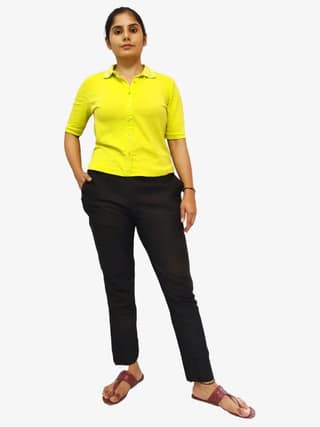 Women's Solid Cotton Trousers